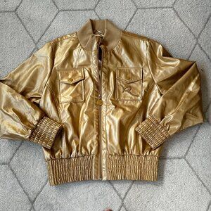 Rocawear Faux Leather Y2K Bomber Jacket x2 Sz Large